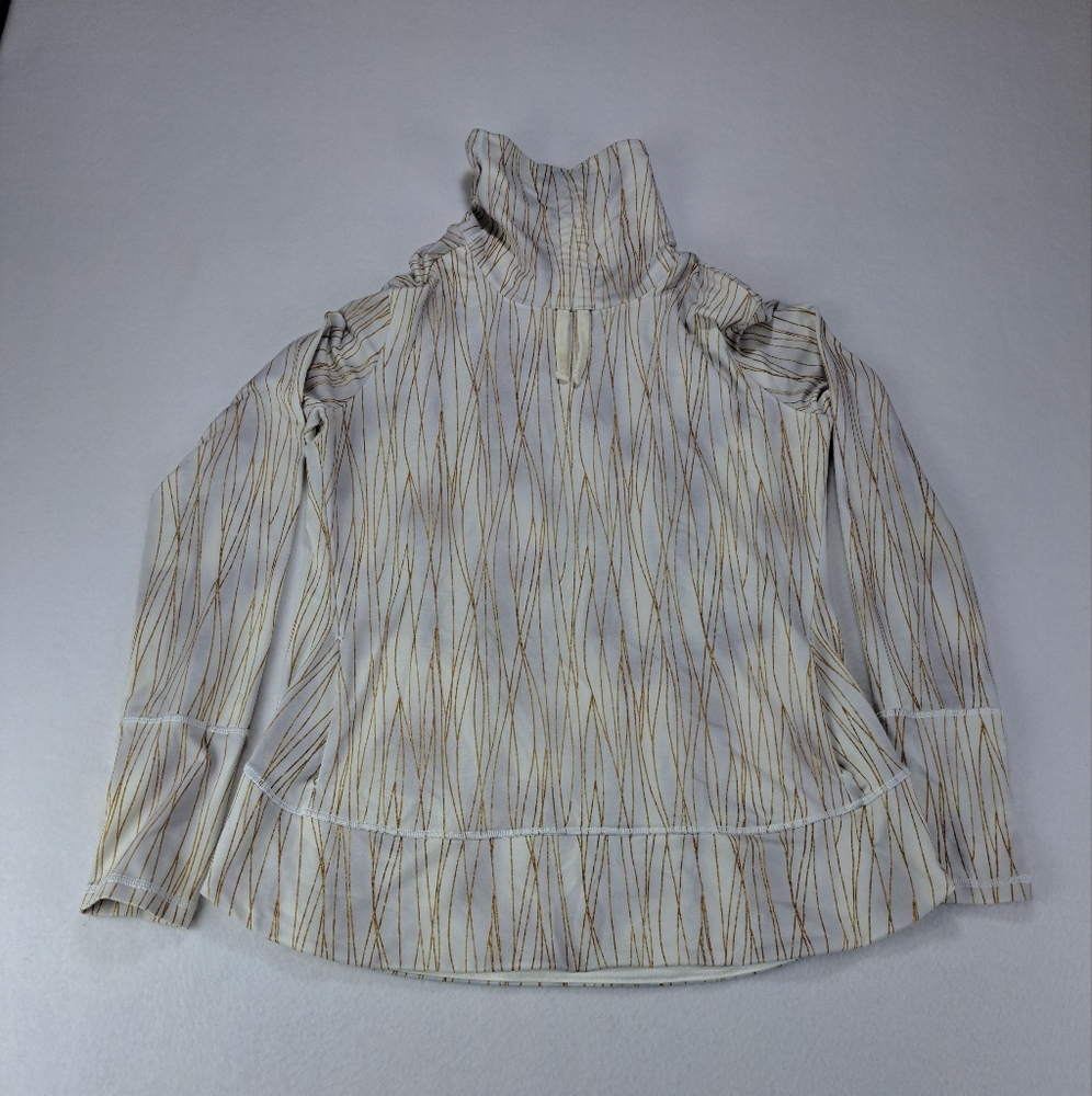Calia Pullover Sweatshirt Women's Large Ivory‎ Gold Carrie Underwood Cowl Neck